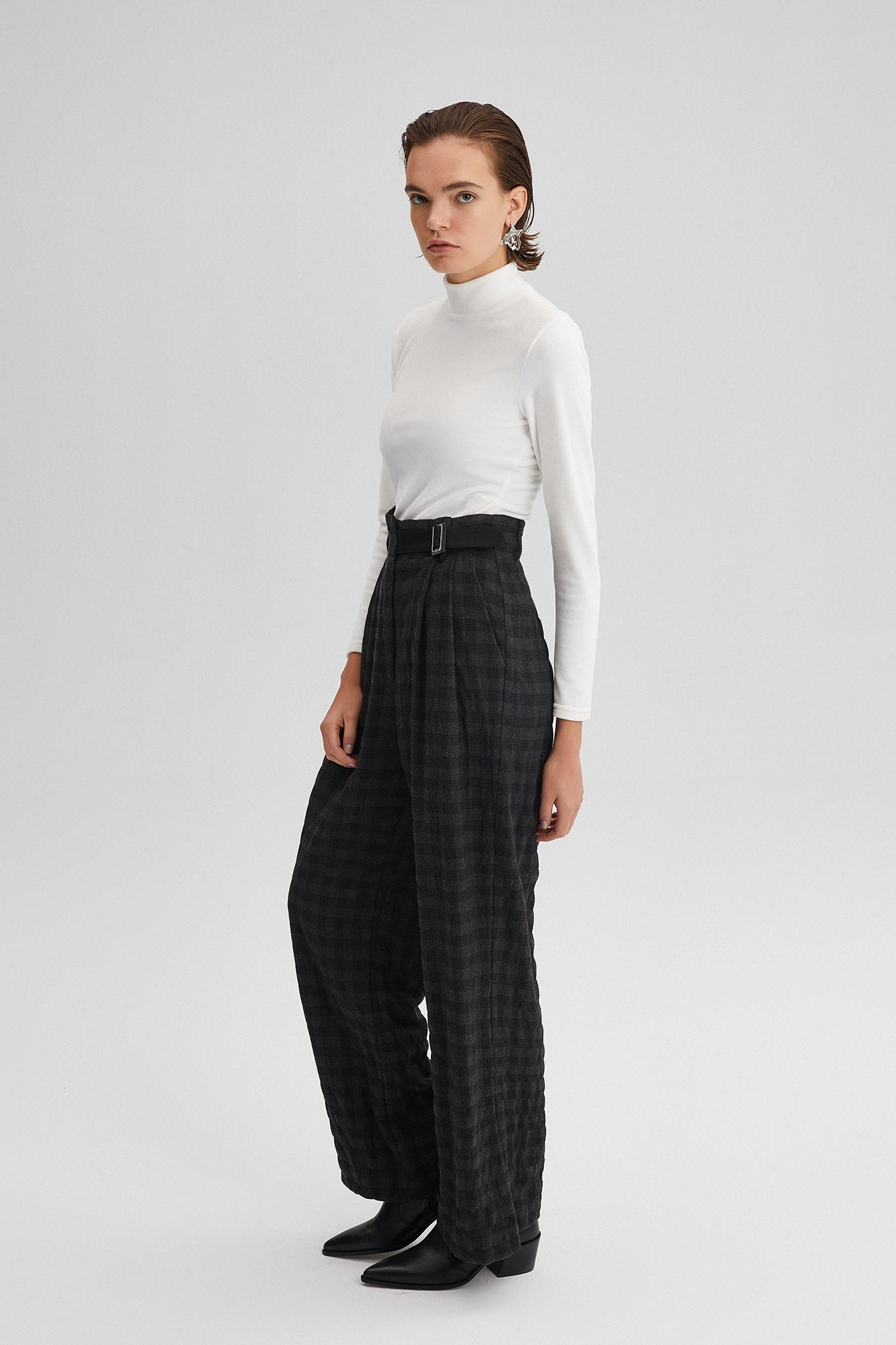 PLAID PALAZZO TROUSERS