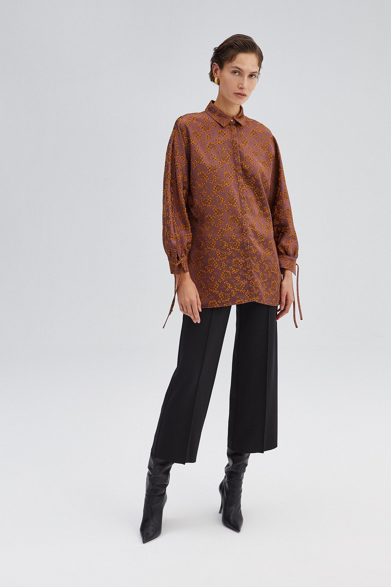 FLOWERED SATIN SHIRT