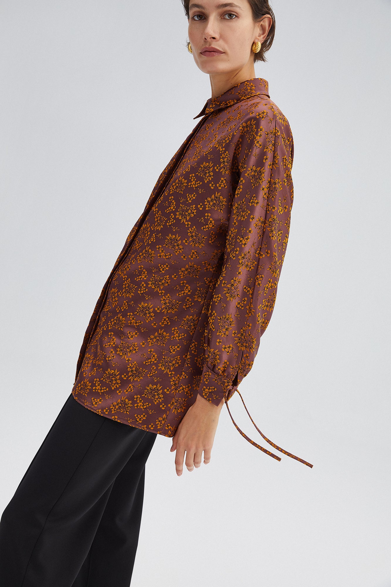 FLOWERED SATIN SHIRT