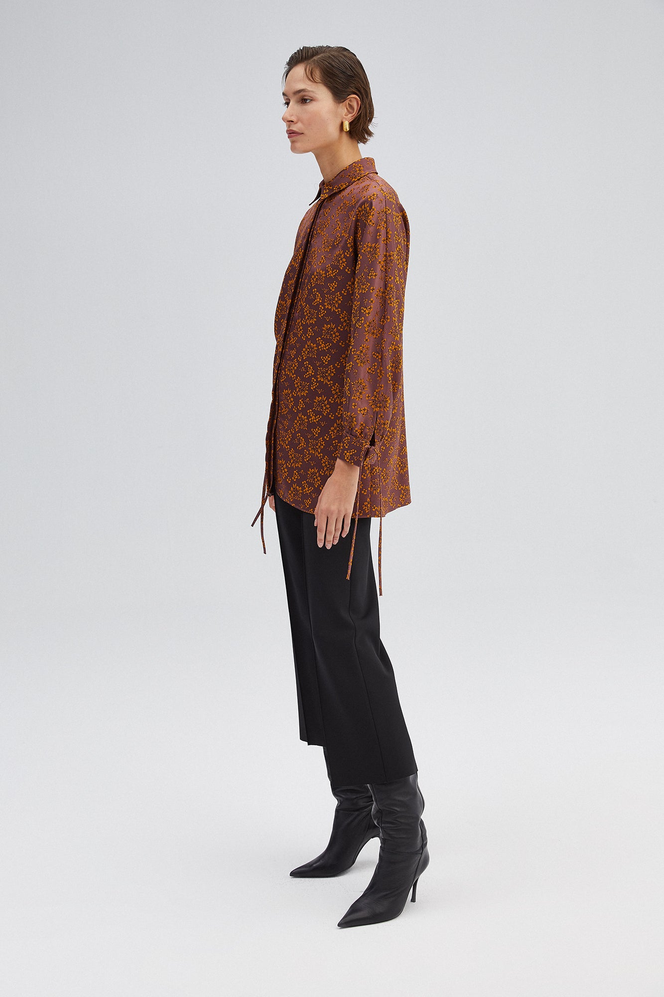 FLOWERED SATIN SHIRT
