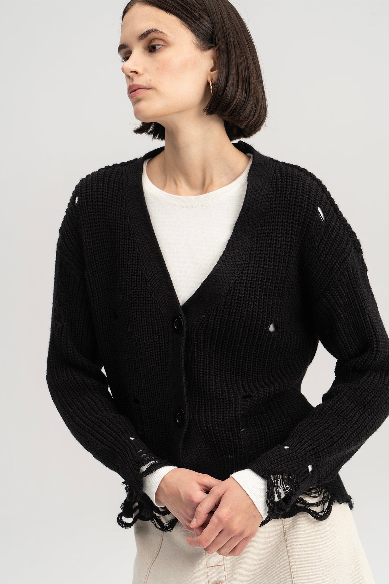 RIP DETAILED KNIT CARDIGAN