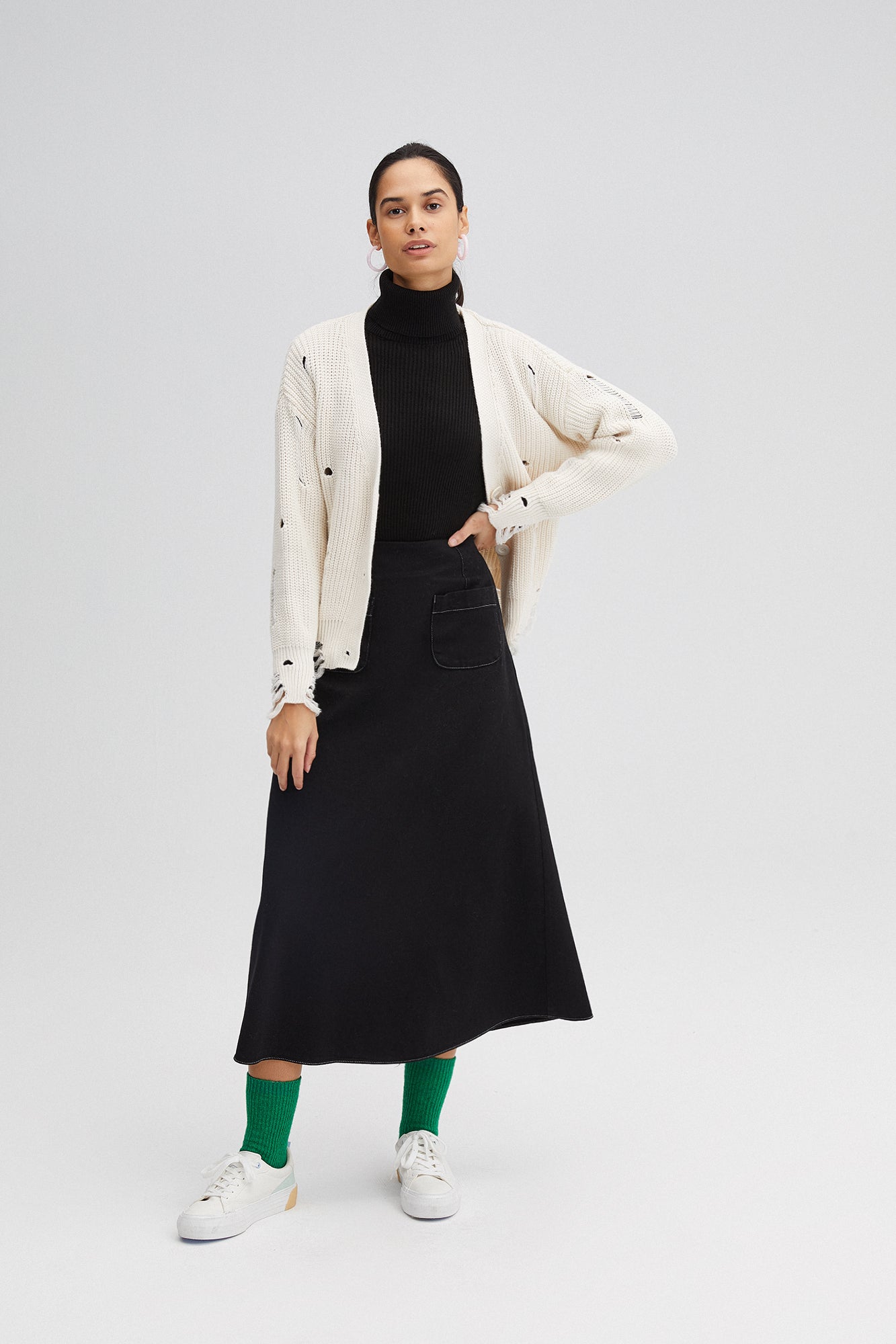 RIP DETAILED KNIT CARDIGAN