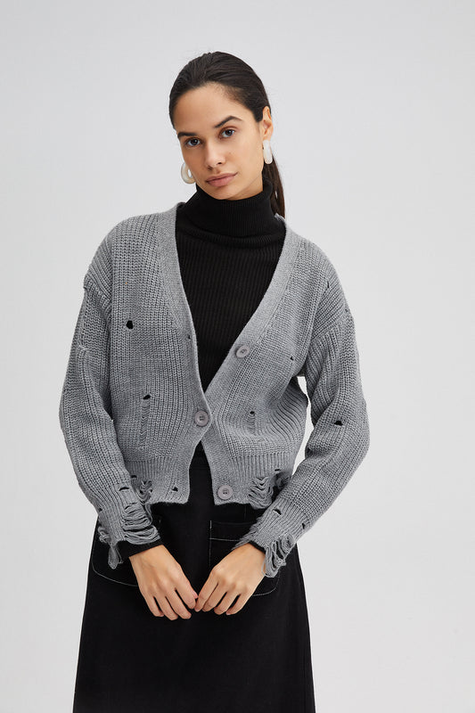 RIP DETAILED KNIT CARDIGAN