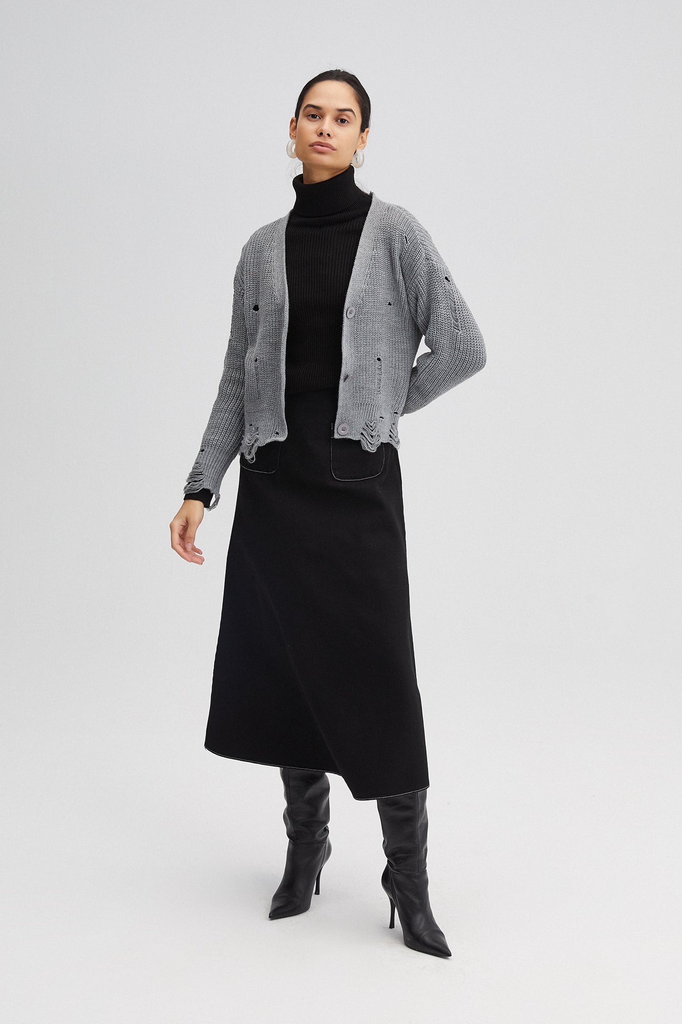 RIP DETAILED KNIT CARDIGAN