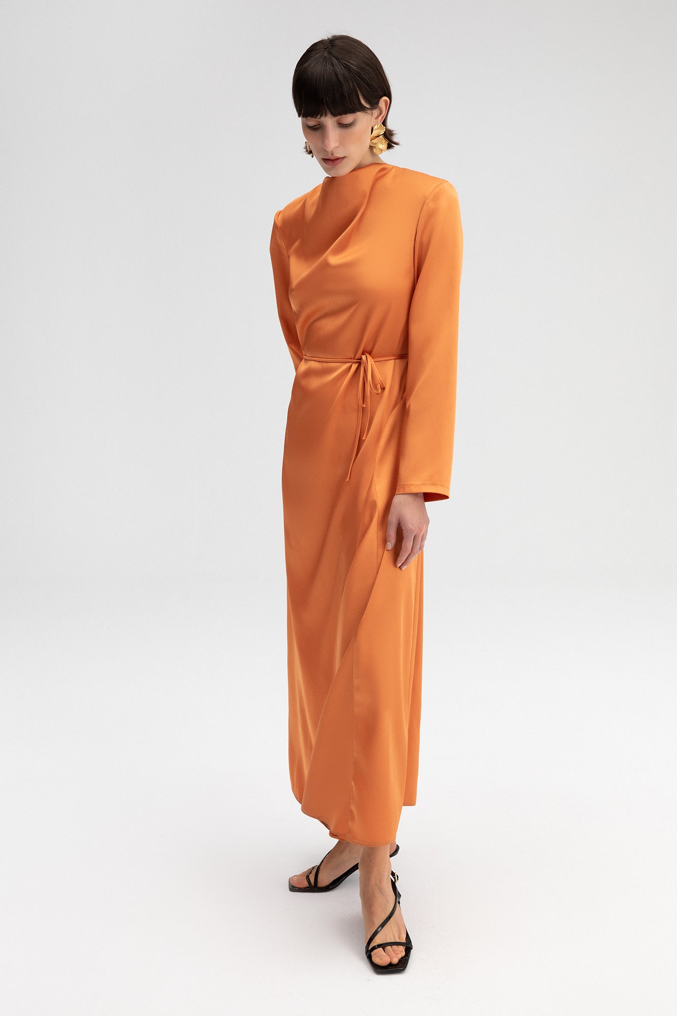 SATIN DRESS WITH BELT
