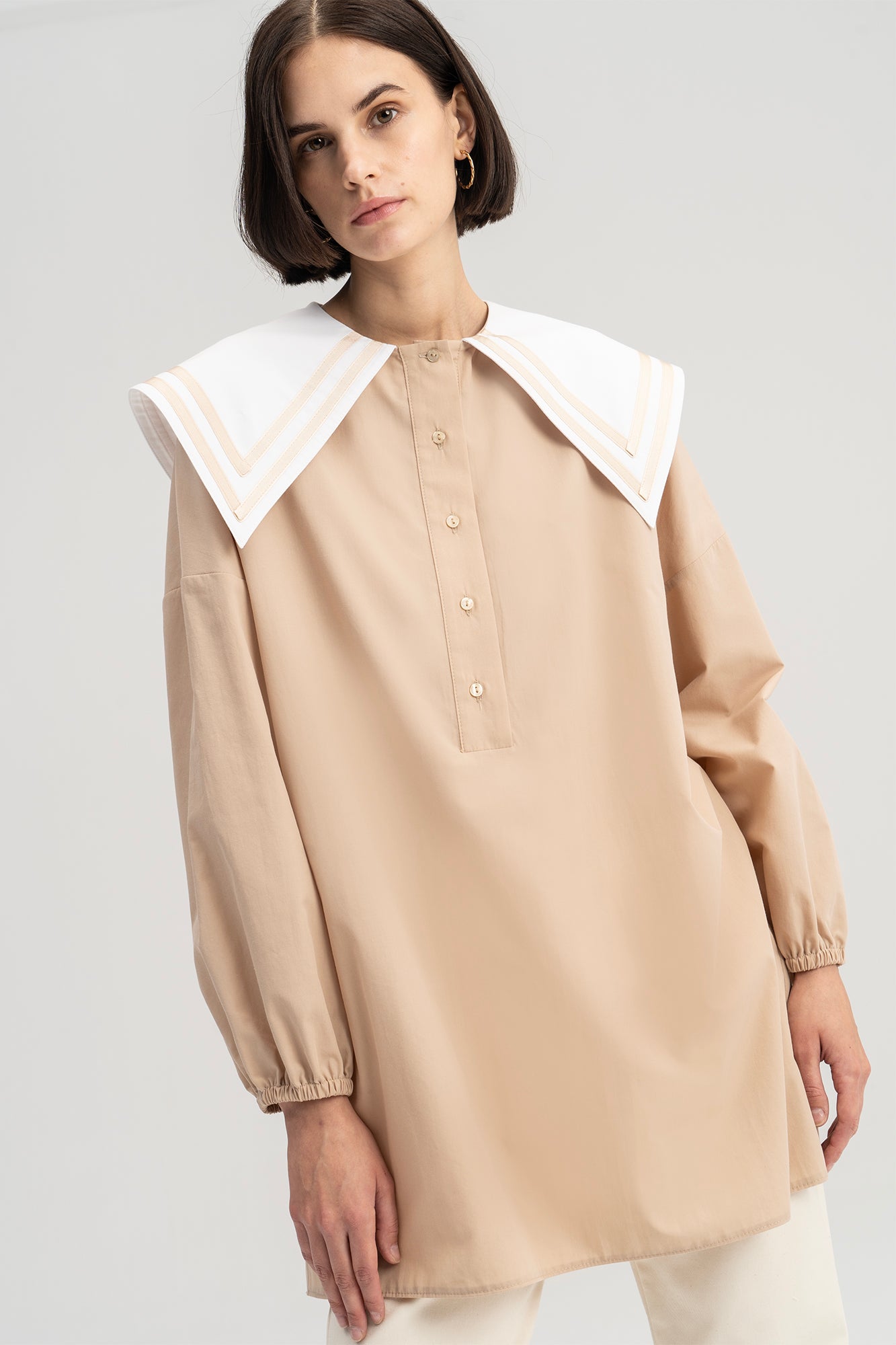POPLIN TUNIC WITH COLLAR
