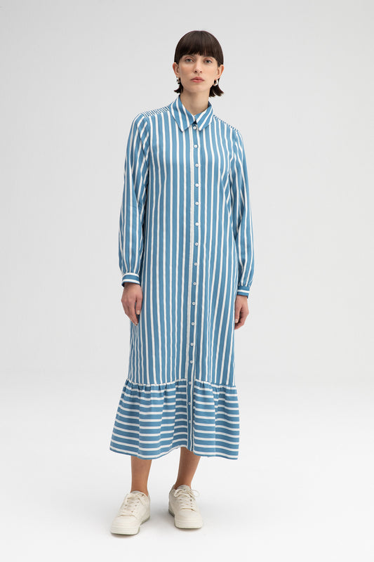 SHIRT DRESS WITH FRILLED SKIRT