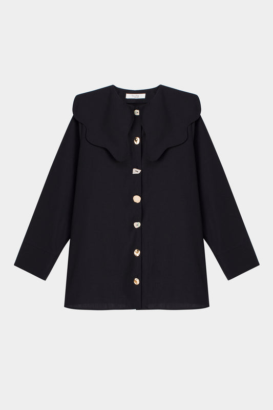 WIDE COLLAR POPLIN SHIRT