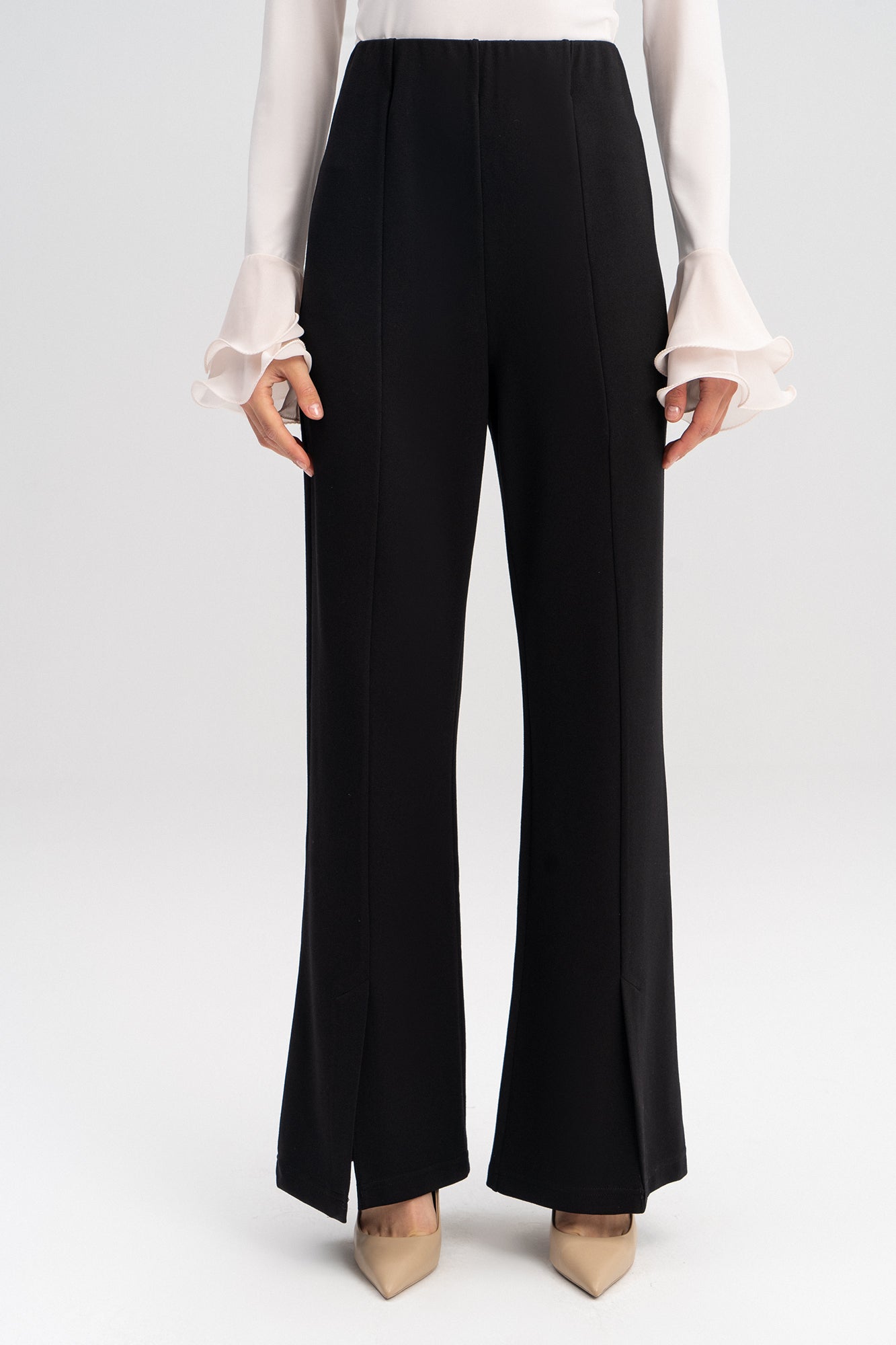 SLIT DETAILED JERSEY TROUSERS