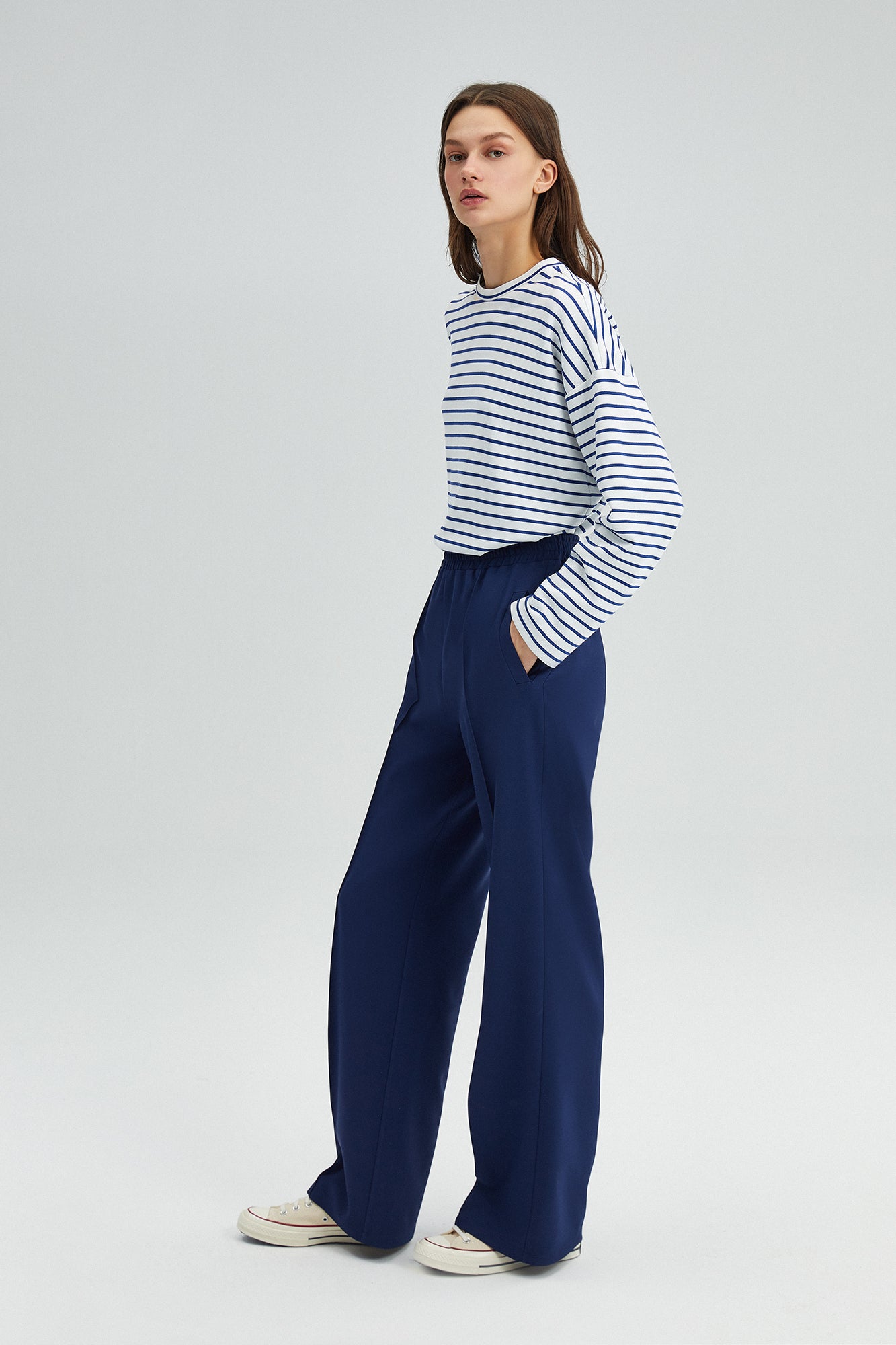 RIBBED CREPE TROUSERS