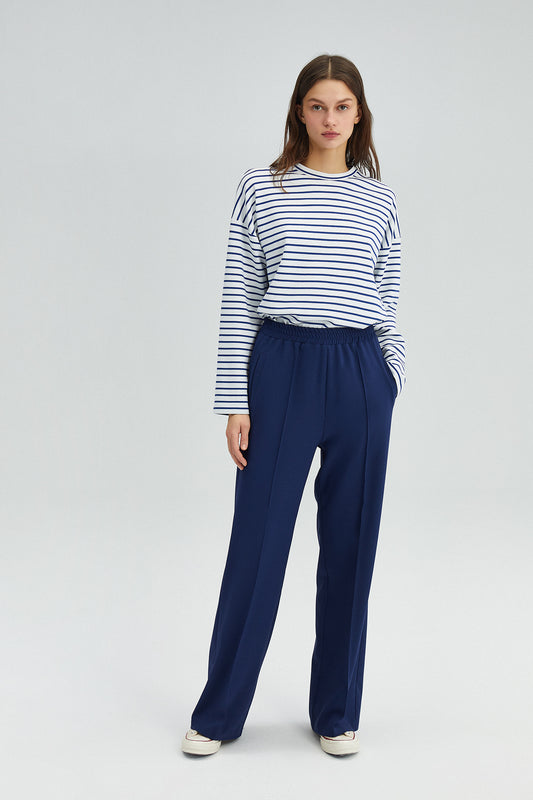 RIBBED CREPE TROUSERS