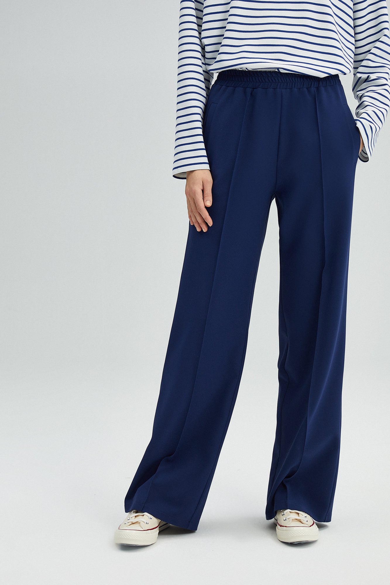 RIBBED CREPE TROUSERS