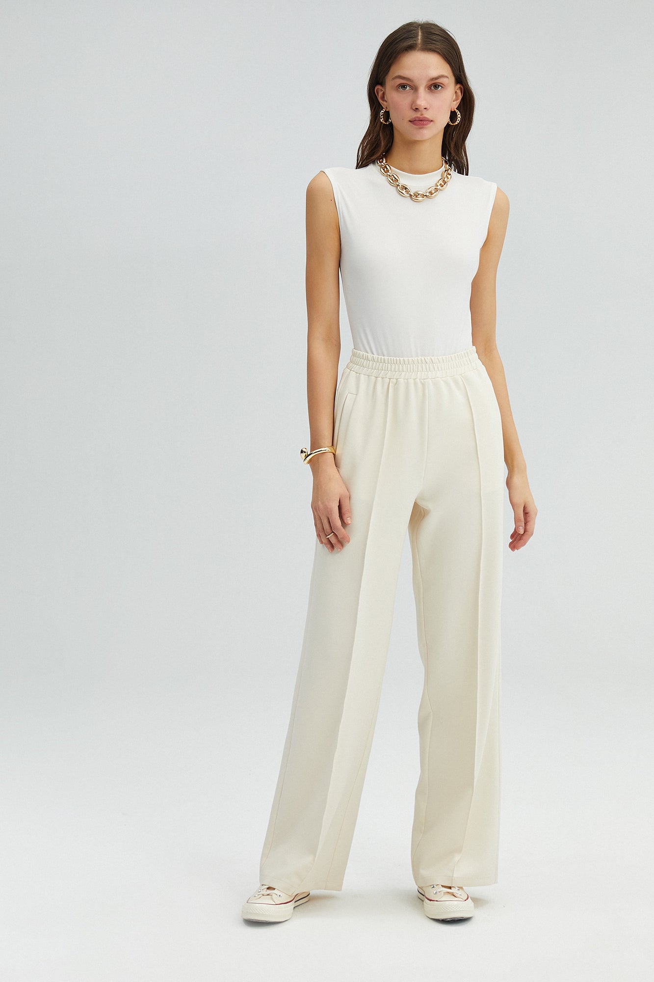 RIBBED CREPE TROUSERS