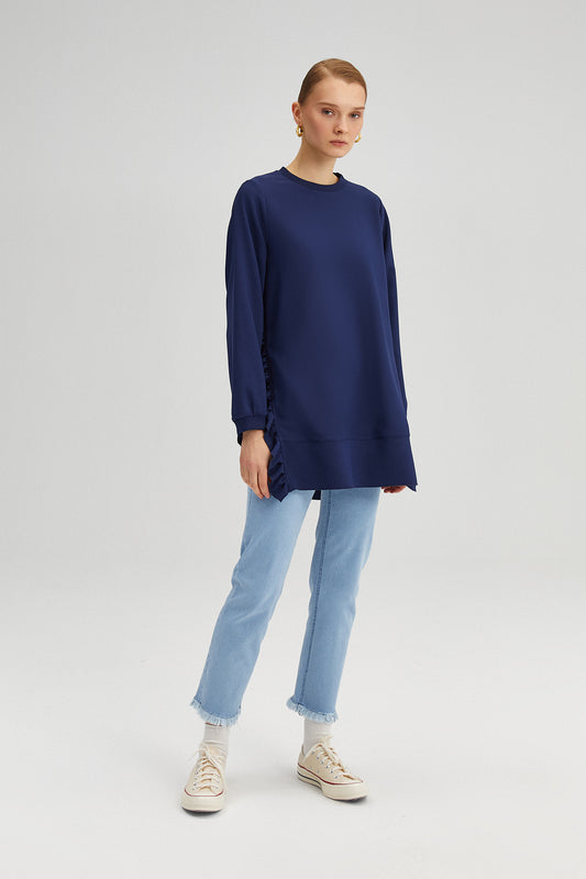 RUFFLED CREPE TUNIC