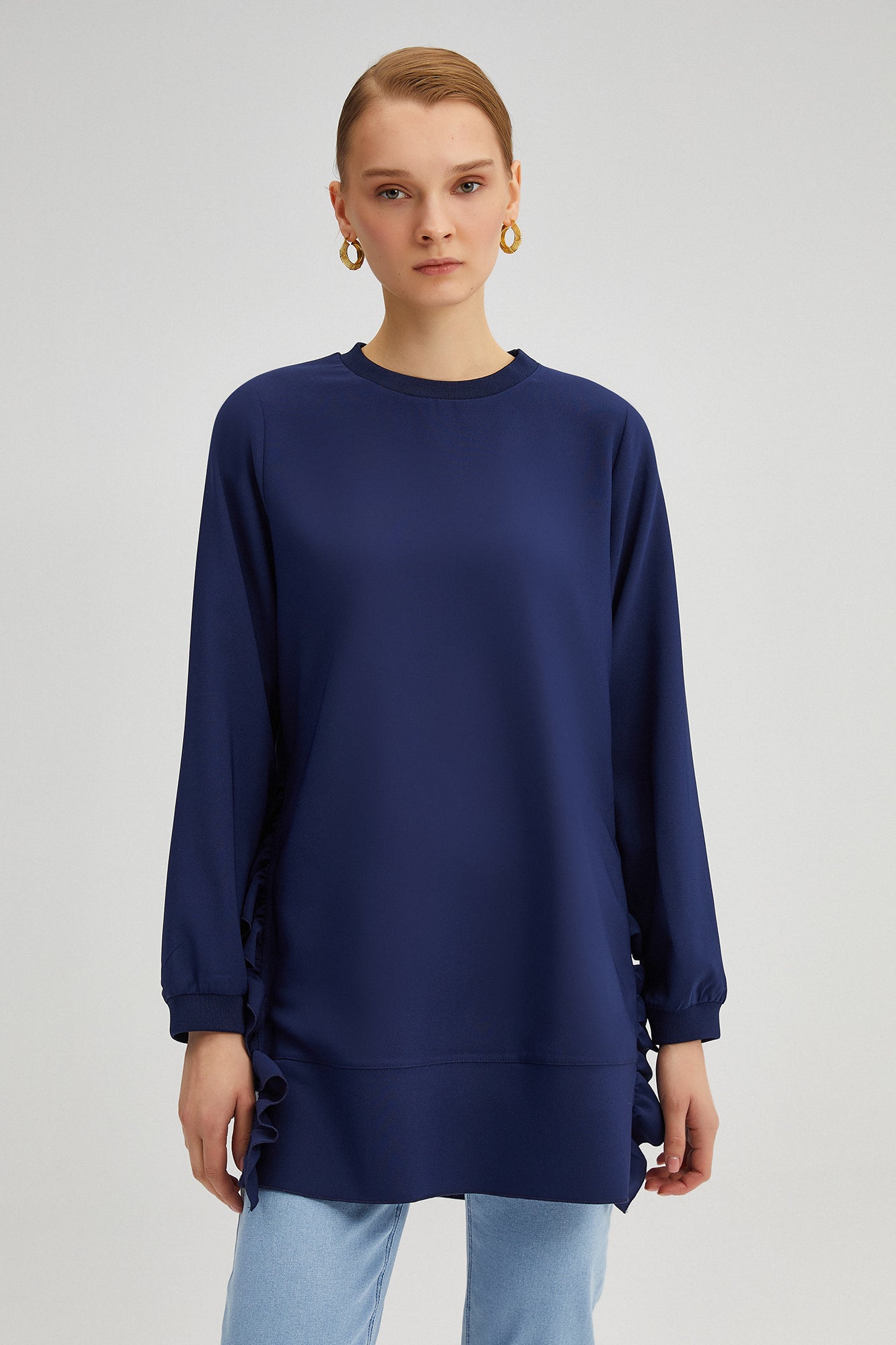 RUFFLED CREPE TUNIC