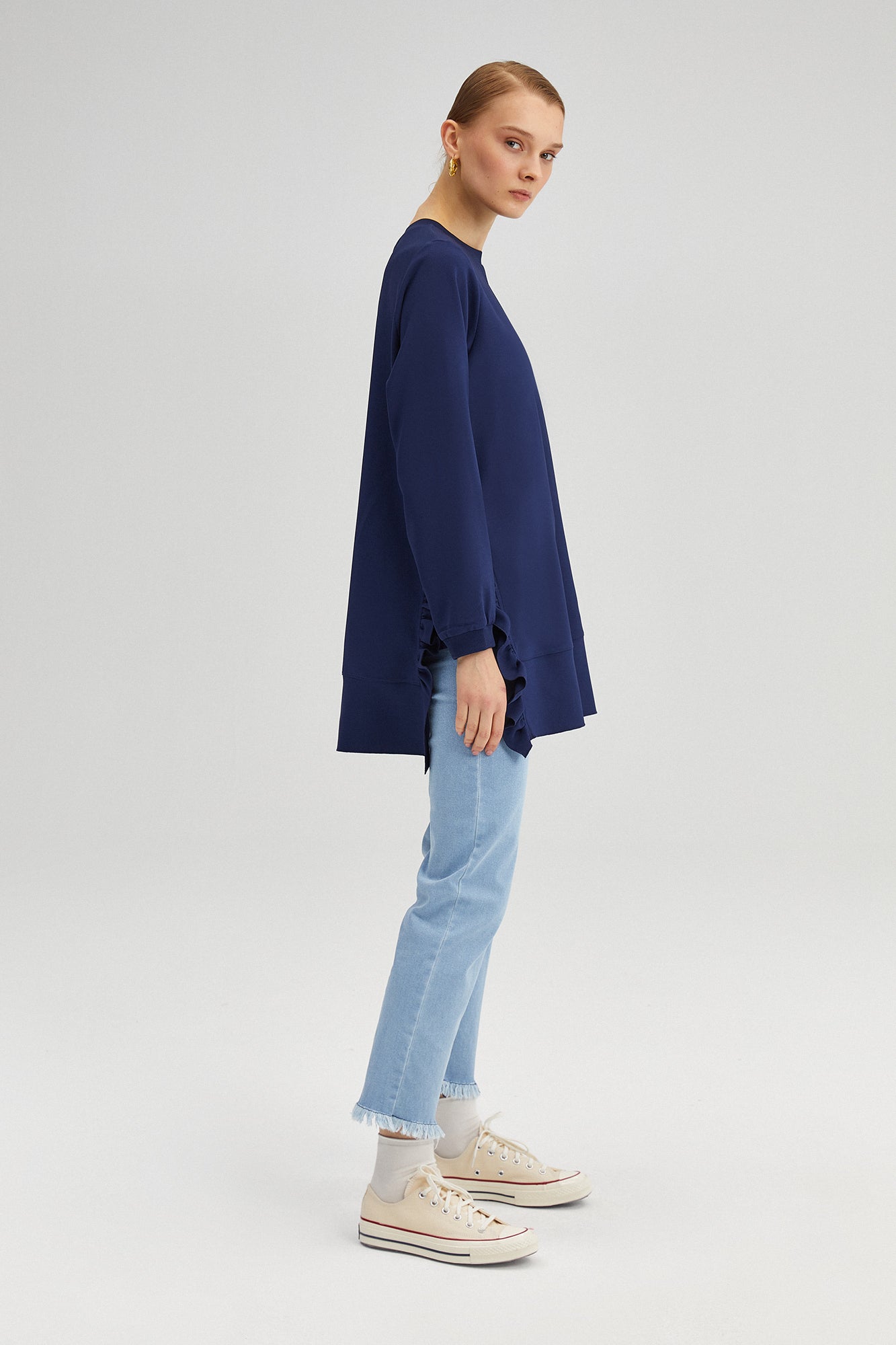 RUFFLED CREPE TUNIC
