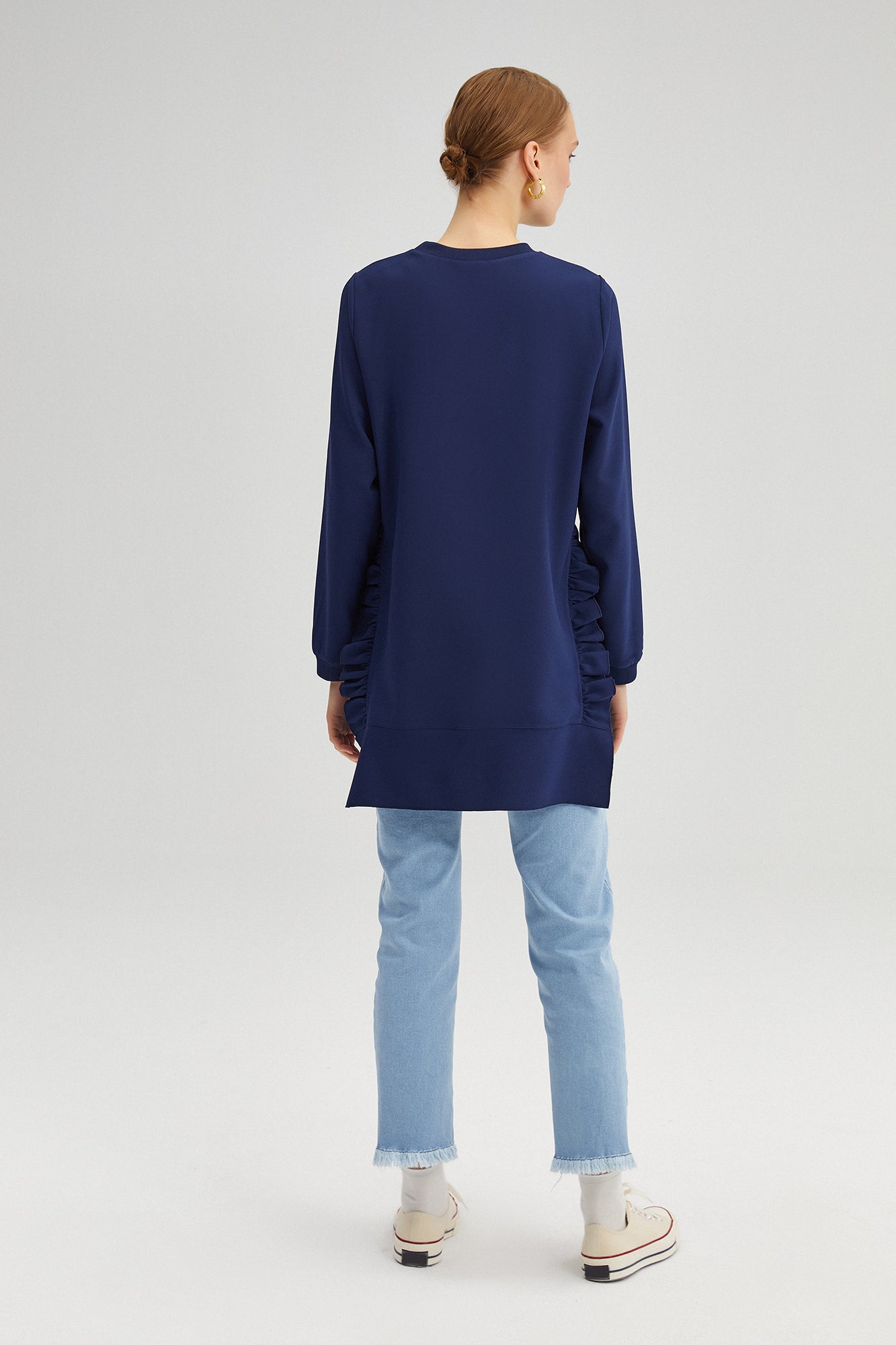 RUFFLED CREPE TUNIC