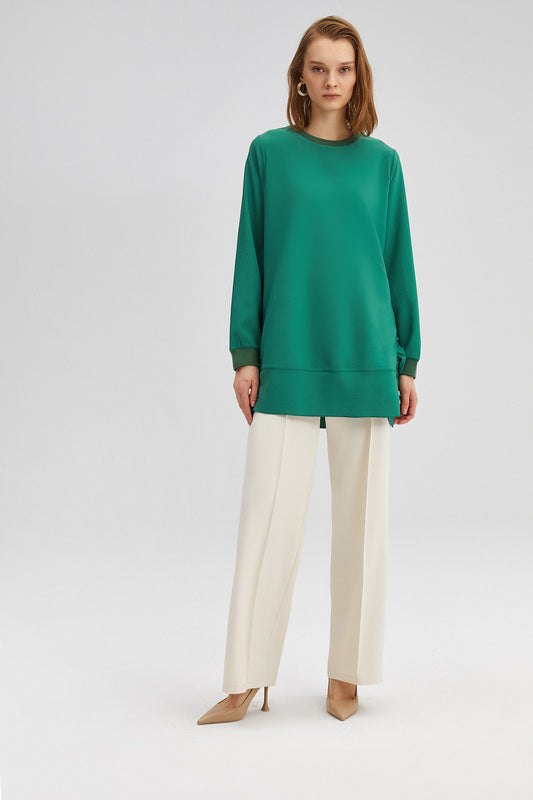 RUFFLED CREPE TUNIC