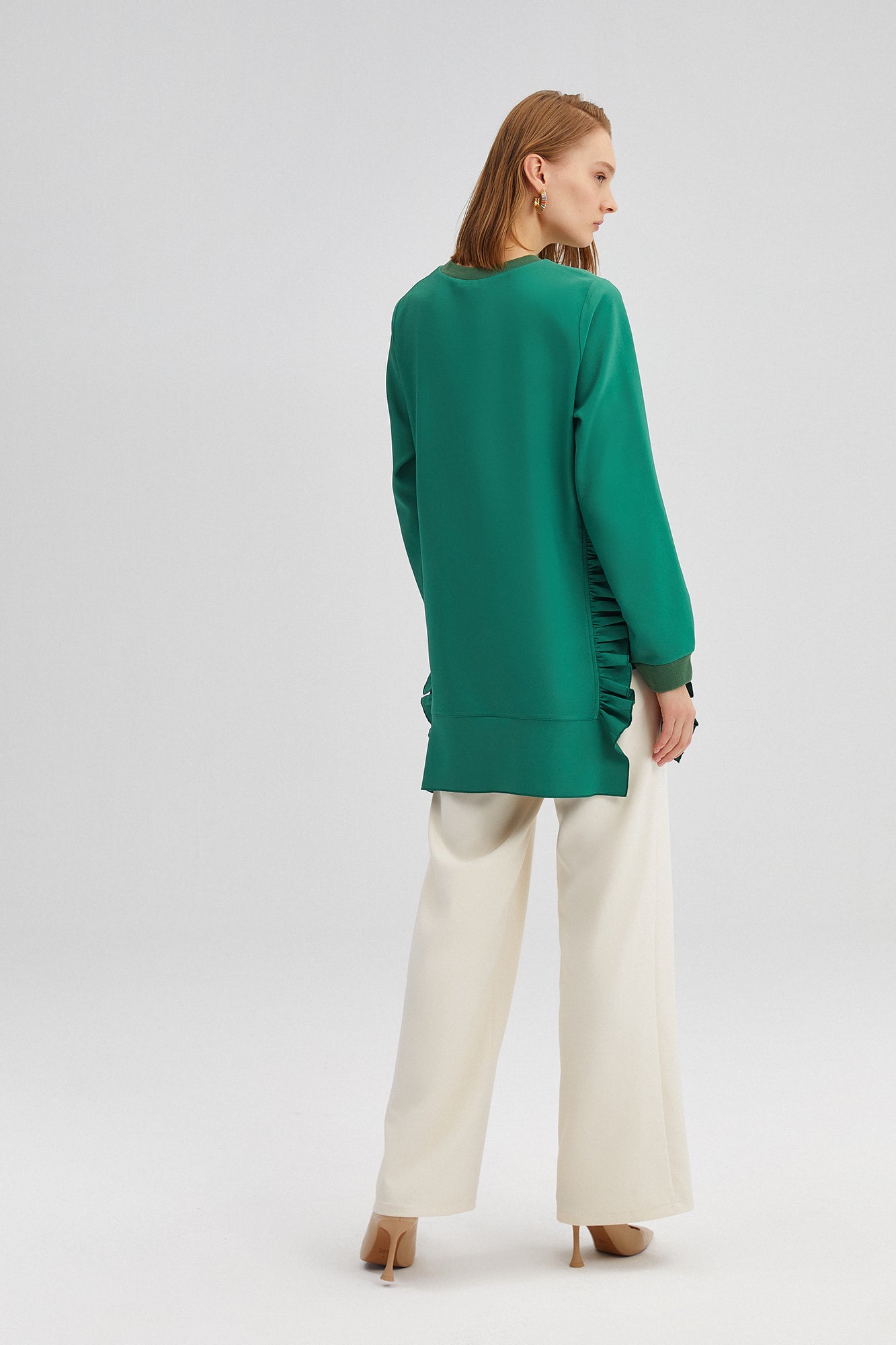 RUFFLED CREPE TUNIC