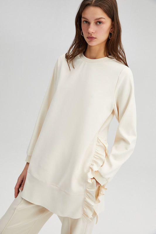 RUFFLED CREPE TUNIC