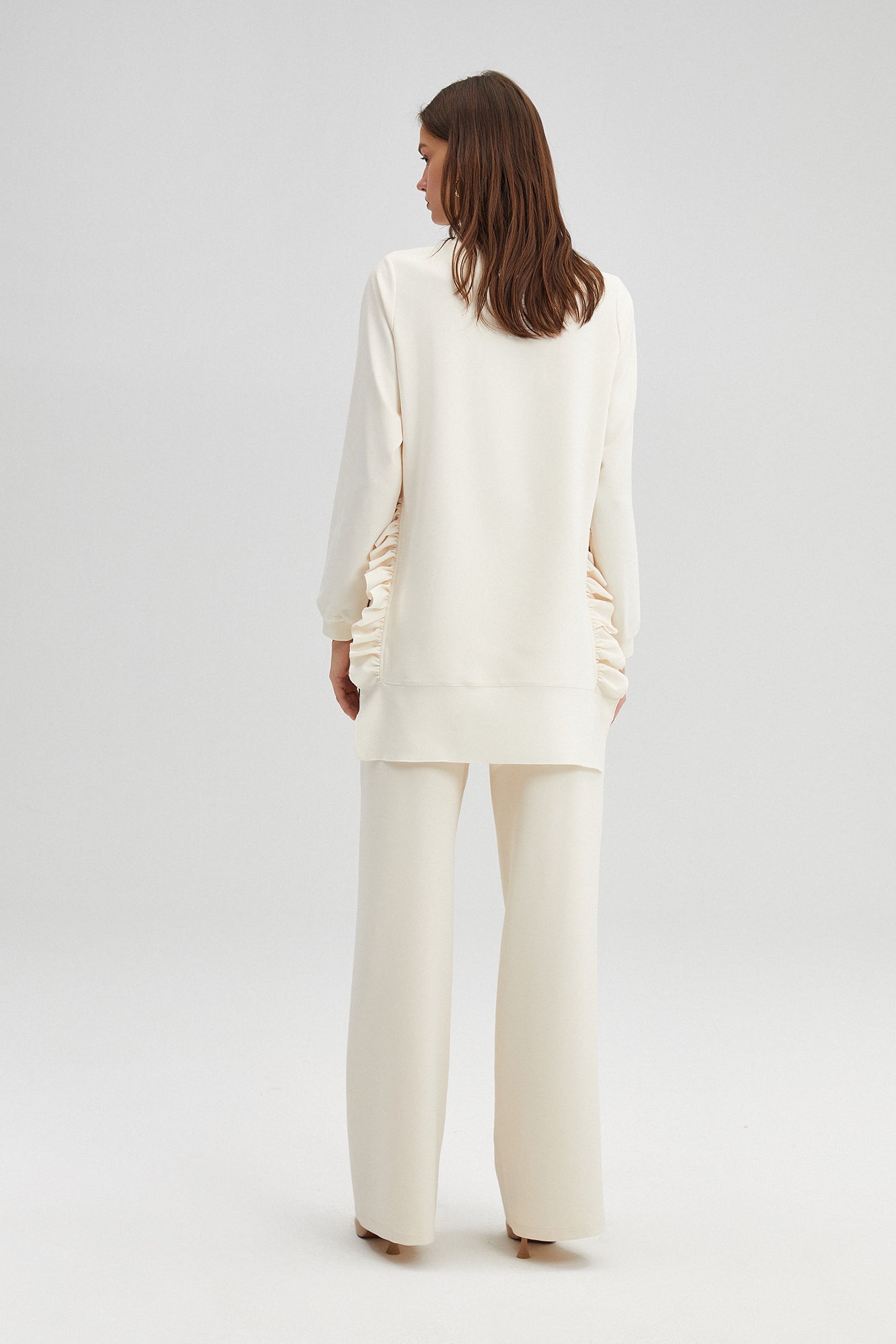 RUFFLED CREPE TUNIC