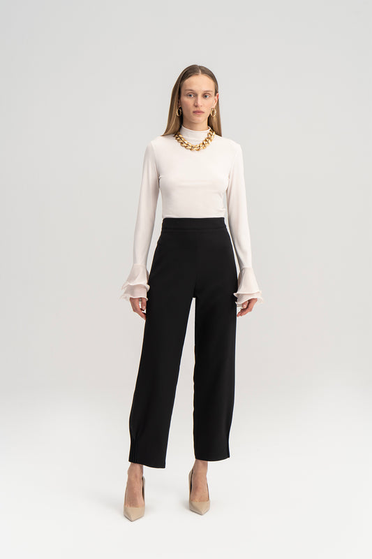 CREPE TROUSERS RIBBED CUFF