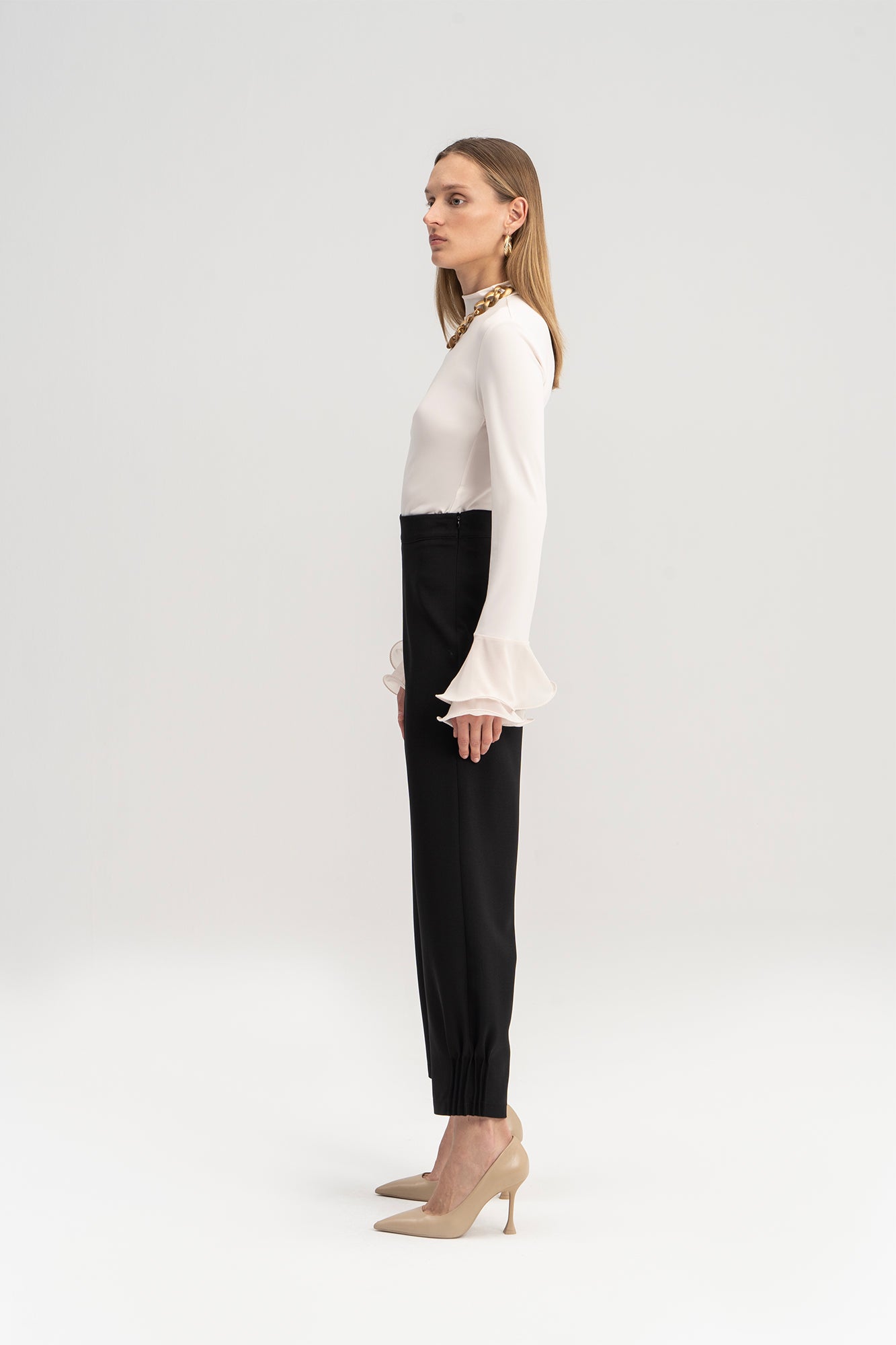 CREPE TROUSERS RIBBED CUFF