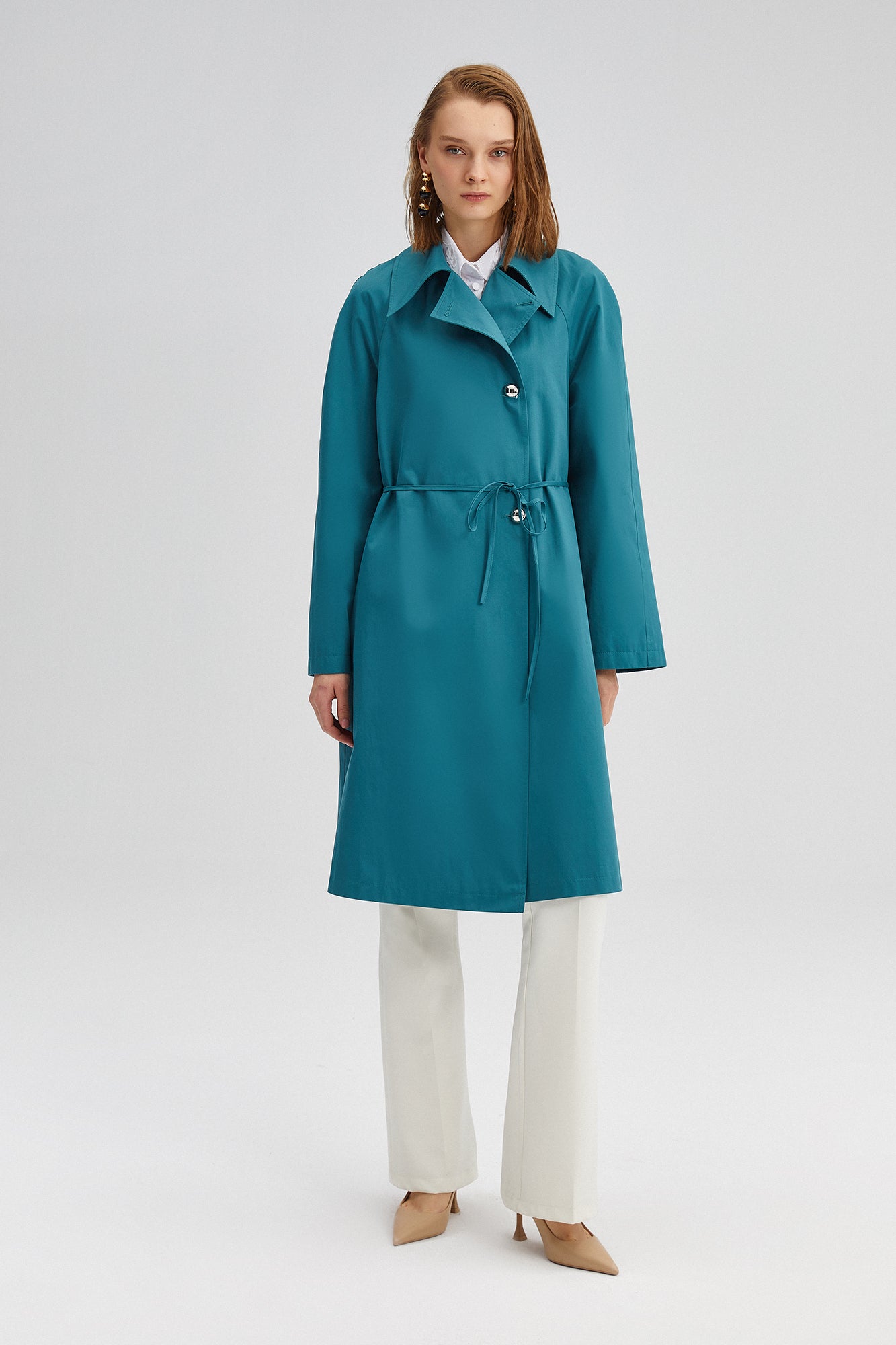 DOUBLE BREASTED TRENCHCOAT WITH RIB BELT