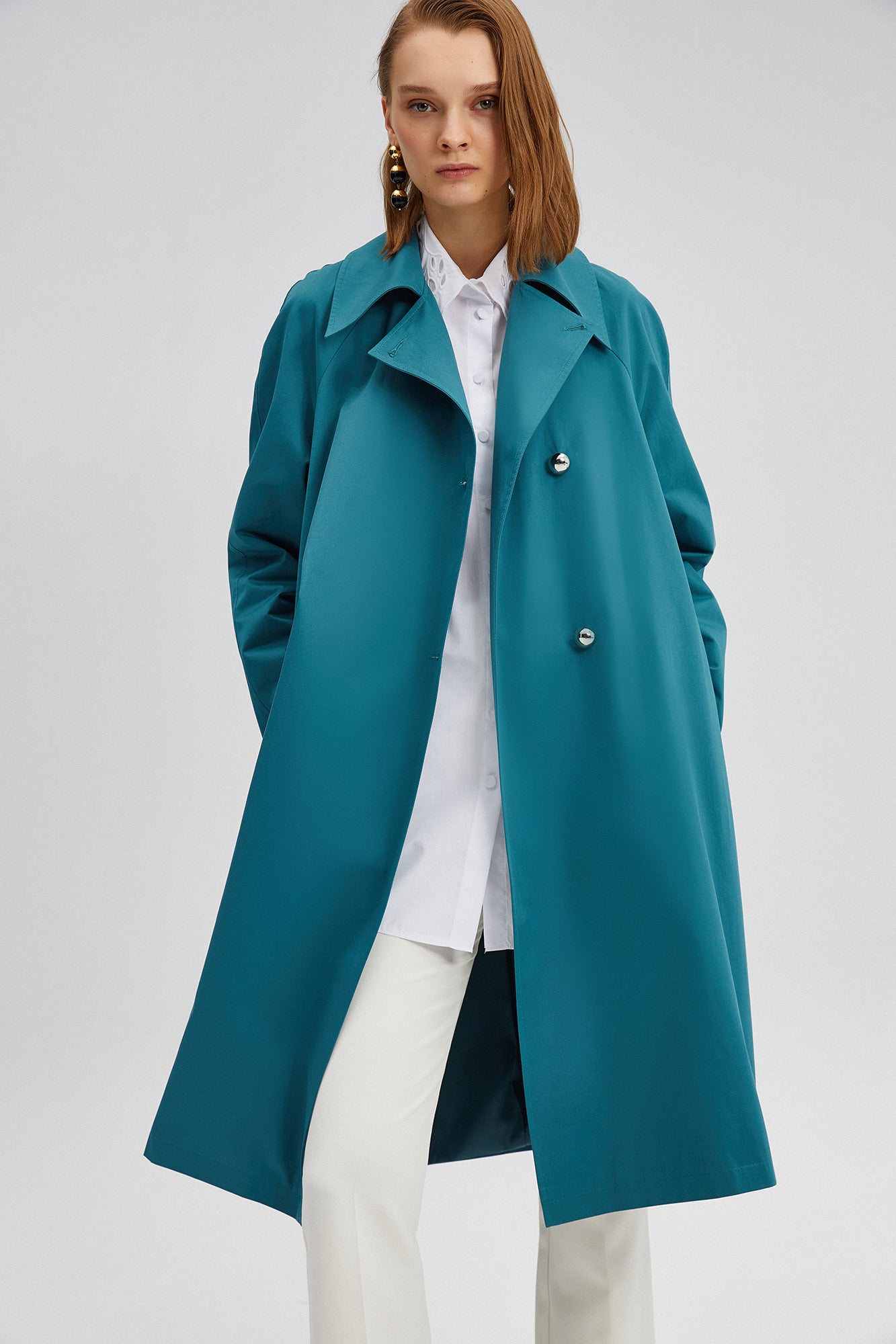 DOUBLE BREASTED TRENCHCOAT WITH RIB BELT