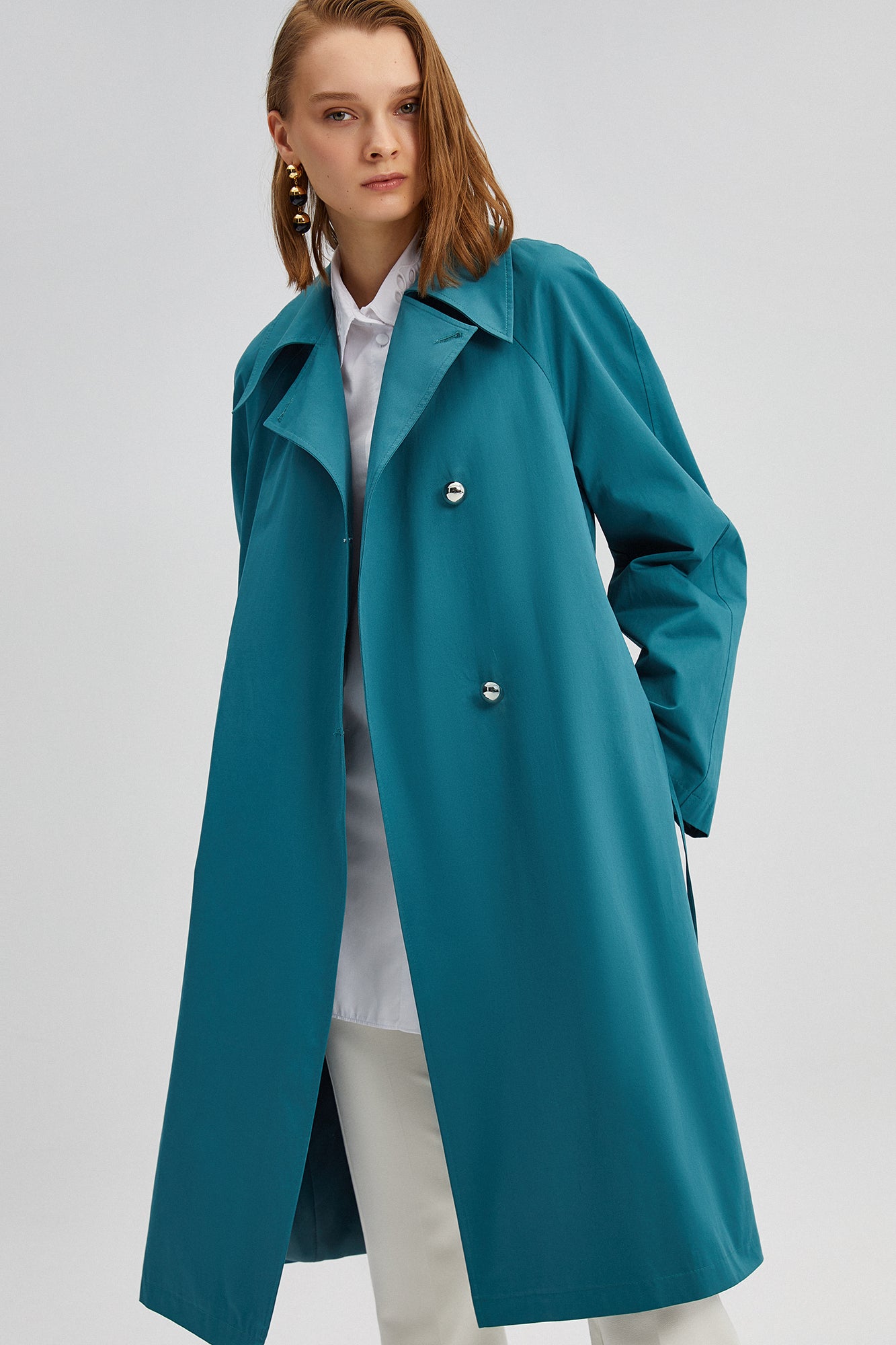 DOUBLE BREASTED TRENCHCOAT WITH RIB BELT