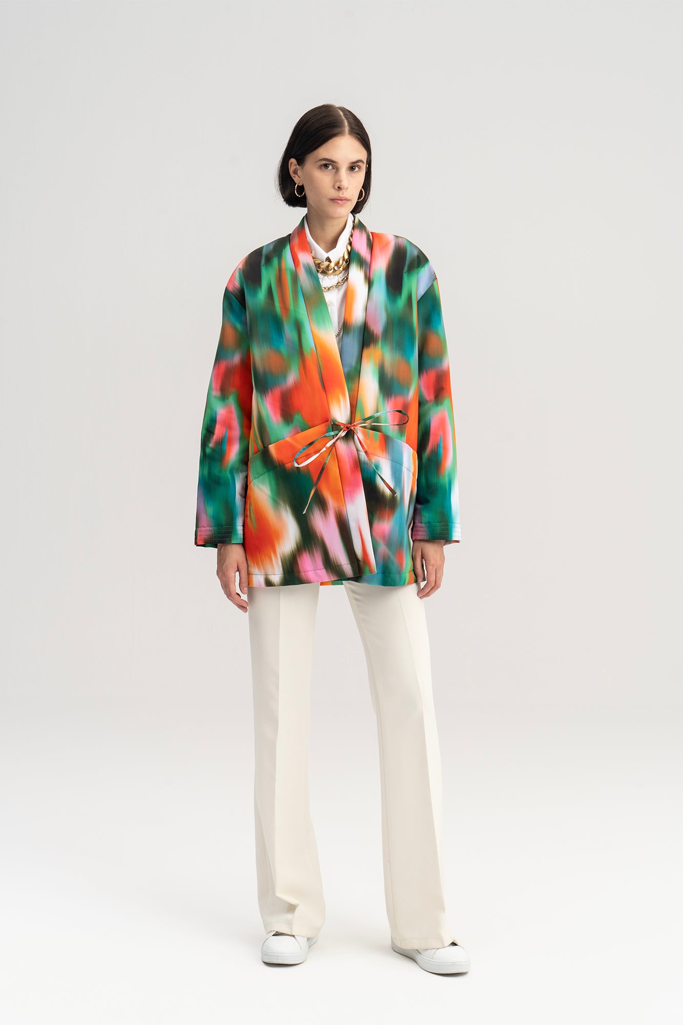 SHAWL COLLAR PATTERNED JACKET