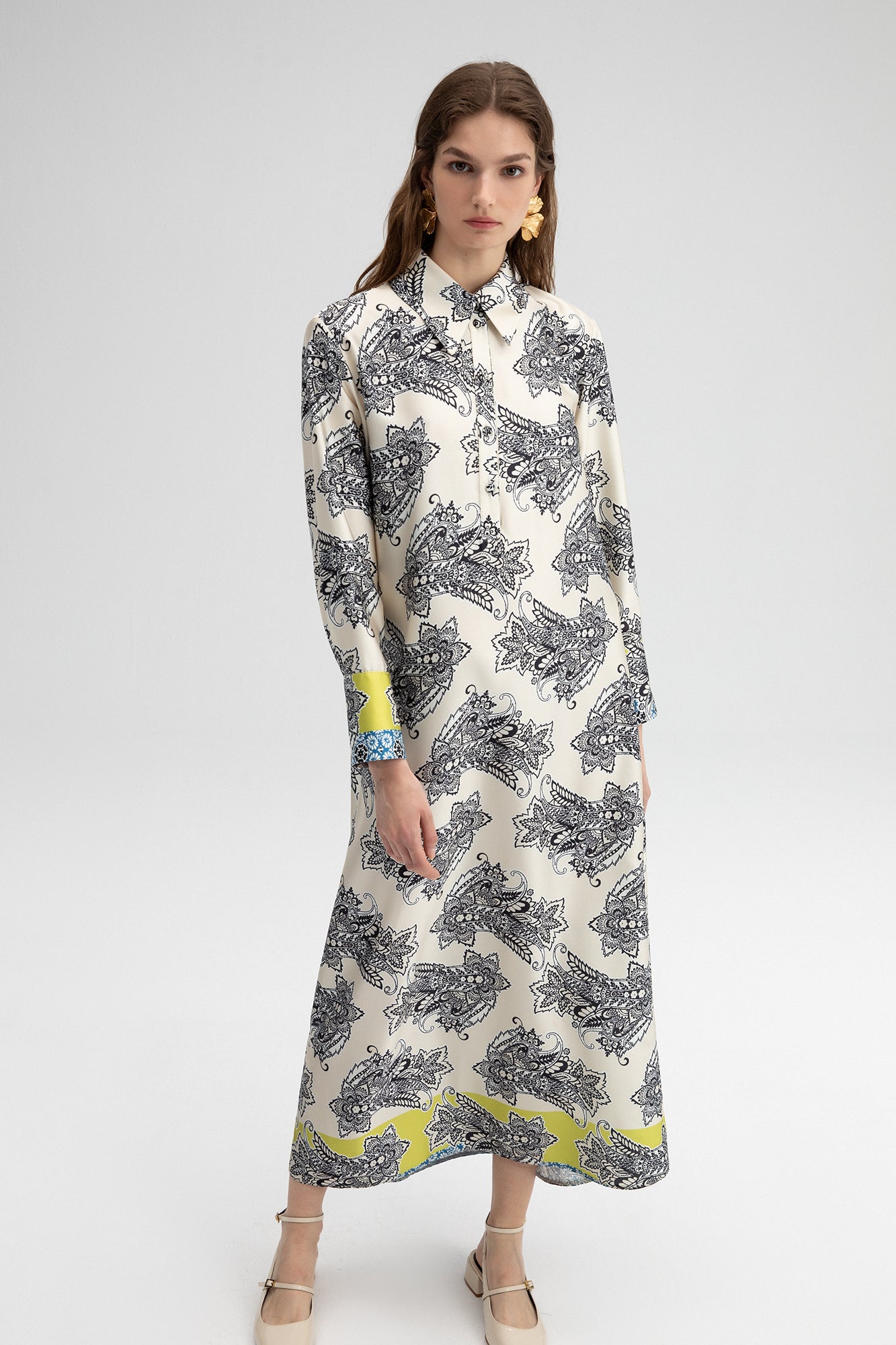 PATTERNED SATIN DRESS
