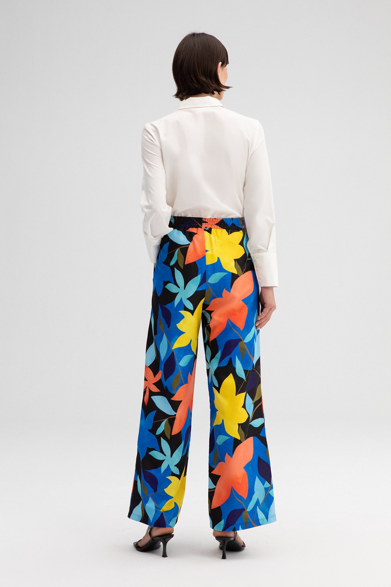 FLOWERED POPLIN TROUSERS