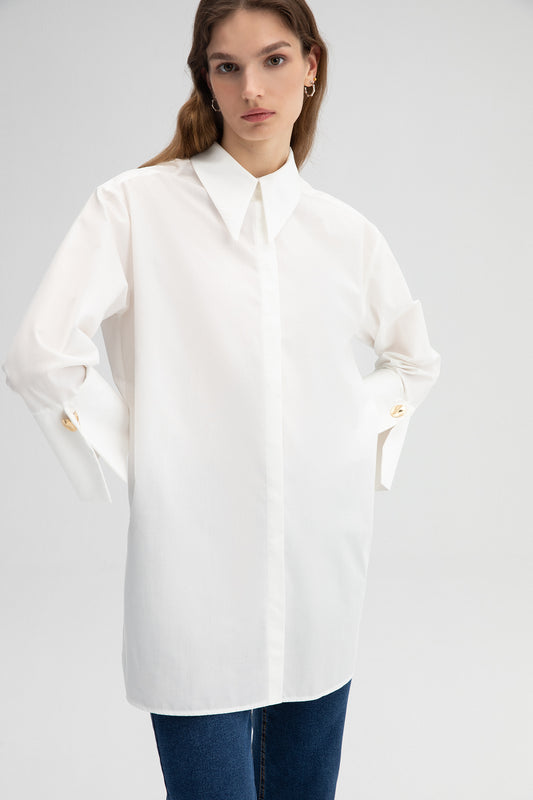 POPLIN SHIRT WITH WIDEE CUFF
